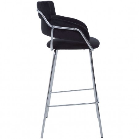 Tamzin Velvet  Bar Chair - Black Side View