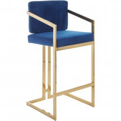 Azalea Velvet Bar Chair - Blue