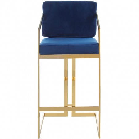 Azalea Velvet Bar Chair - Blue front View