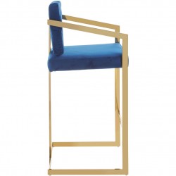 Azalea Velvet Bar Chair - Blue side View