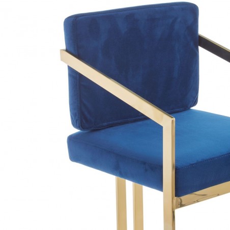 Azalea Velvet Bar Chair - Blue Seat Detail