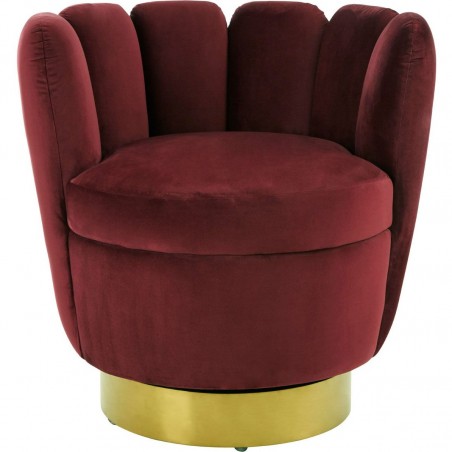 Beauly Velvet Upholstered Armchair - Wine Front View