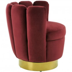 Beauly Velvet Upholstered Armchair - Wine  Side View