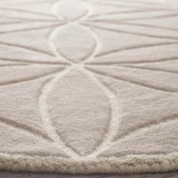 Bloom Round Geometric Wool Rug - Grey Edge Detail