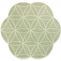 Bloom Round Geometric Wool Rug - Soft Green