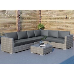 Lodi PE Rattan Corner Sofa Set with Middle Section Mood shot
