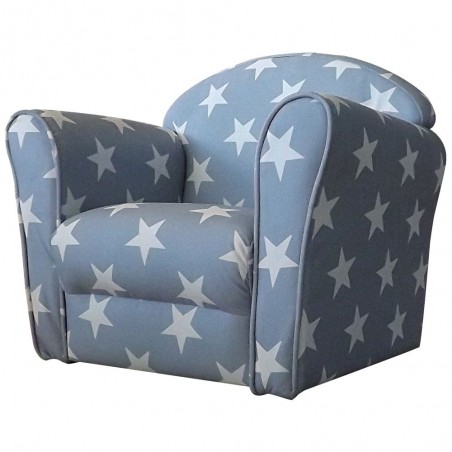 Kidsaw Mini Armchair Grey White Stars Angled View