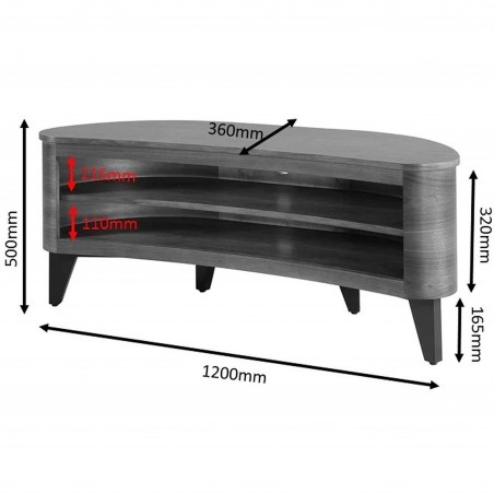San Francisco Curved TV Stand - Dimensions
