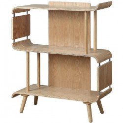 Banis Curved Short Bookcase - Oak
