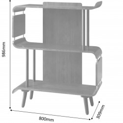 Banis Curved Short Bookcase - Dimensions