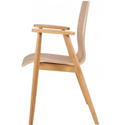Vienna Curved Wooden Armchair - Oak Side View