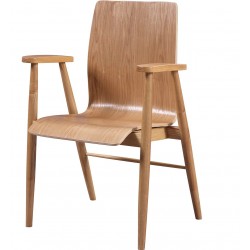 Vienna Curved Wooden Armchair - Oak Angled View