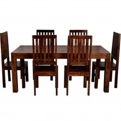 Indore Dark Mango 6FT Dining Set With Wooden Chairs  Side View