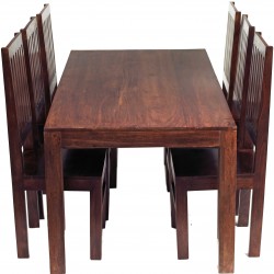 Indore Dark Mango 6FT Dining Set With Four Wooden Chairs