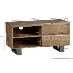 Baltic Live Edge Two Drawer Small TV Unit Dimensions