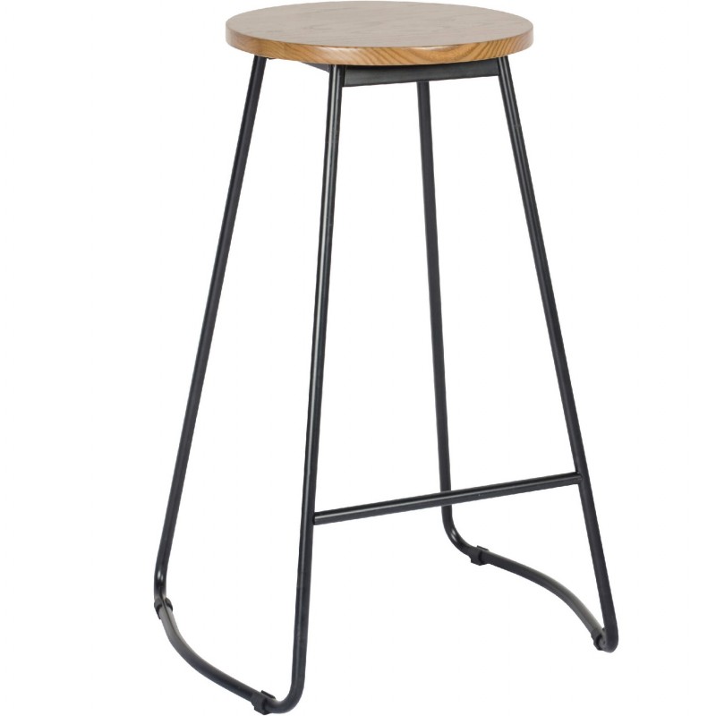 Trent Metal Bar Stool with Wooden Top