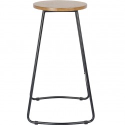 Trent Metal Bar Stool with Wooden Top Side view