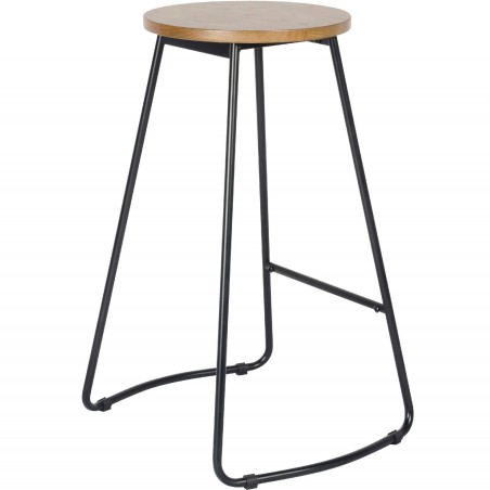 Trent Metal Bar Stool with Wooden Top Angled rear View