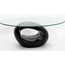 Ewan Oval Glass Coffee Table - Black