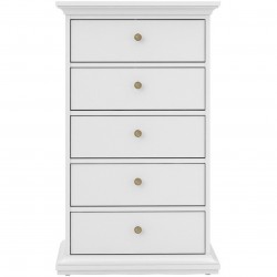 Marlow Five Drawers Chest - White Front View