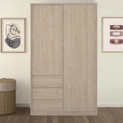 Naia Two Door Three Drawer Wardrobe - Hickory Oak Mood Shot