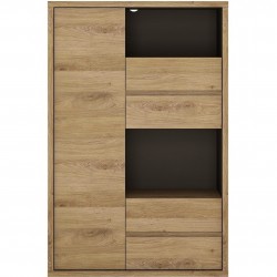 Shetland One Door Four Drawer Display Cabinet Front View