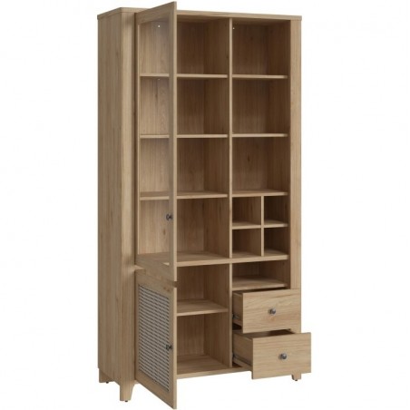 Cestino Two Door Two Drawer Display Cabinet Open