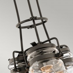 Hope Glass Jar 3 Pendant Light - Bronze Top Detail