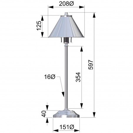 Agen Retro Metal Stick Lamp - Dimensions