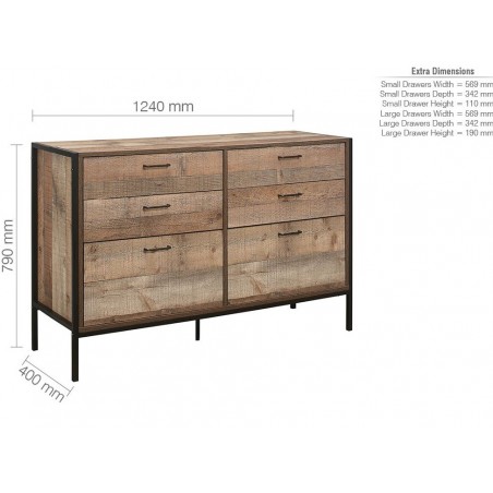 Camden Urban Six Wide Drawer Chest Dimensions
