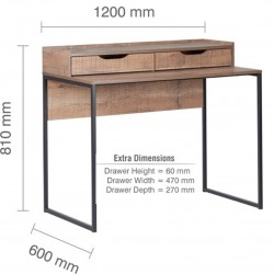 Camden Urban Two Drawer Office Desk - Dimensions
