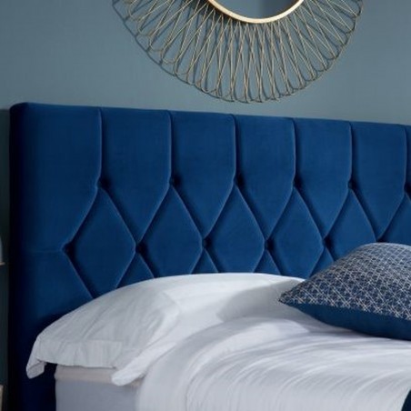Loxley Velvet Bed - Blue Headboard Detail