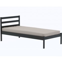 Luka Black Wooden Single Bed with Mattress