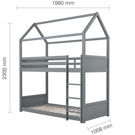 Home Bunk Bed - Grey Dimensions
