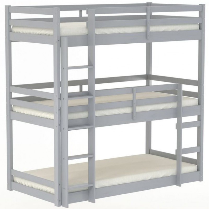 Tressa Triple Bunk Bed - Grey with mattress