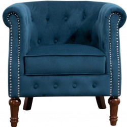 Freya Fabric Armchair - Blue Front View