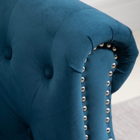 Freya Fabric Armchair - Blue Arm detail