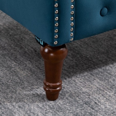 Freya Fabric Armchair - Blue Leg Detail