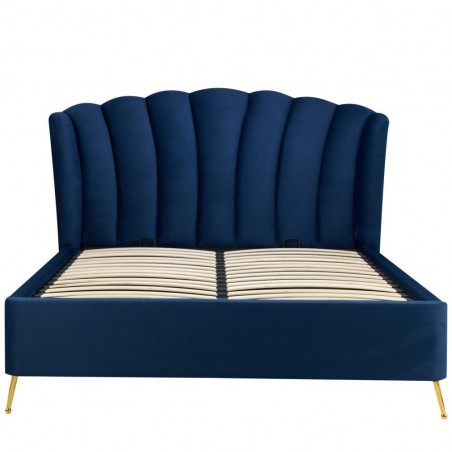 Lottie Fabric Upholstered Ottoman Bed - Blue Front View
