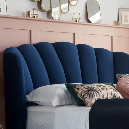 Lottie Fabric Upholstered Ottoman Bed - Blue Headboard Detail