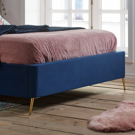 Lottie Fabric Upholstered Ottoman Bed - Blue footboard Detail