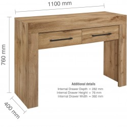Compton Two Drawer Console Table Dimensions
