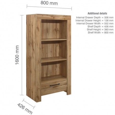 Compton One Drawer Bookcase Dimensions