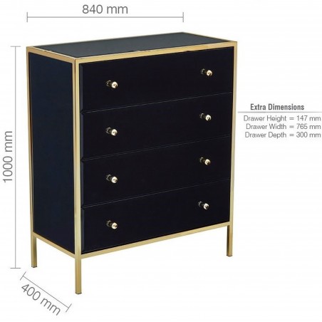 Fenwick Four Drawer Chest - Dimensions