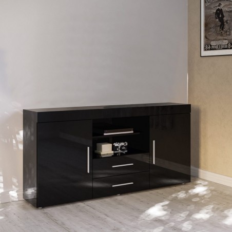 Edgeware Two Door & Two Drawer Sideboard Black Mood Without TV
