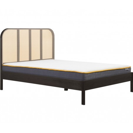 Margot Rattan Bed - Black with mattress
