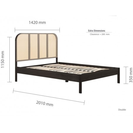 Margot Rattan Bed - Black Double Dimensions
