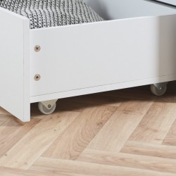 Alfie Double Bed with Storage Pullout Drawer Wheel Detail