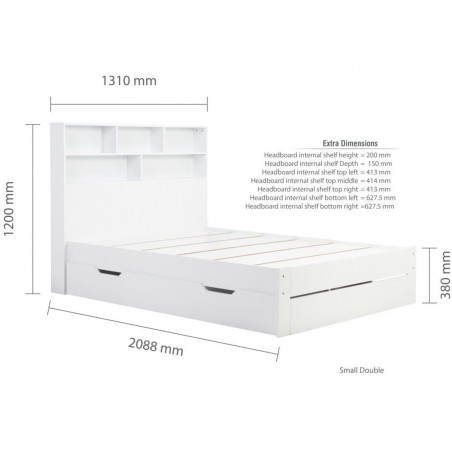 Alfie Double Bed with Storage Small Double Dimensions