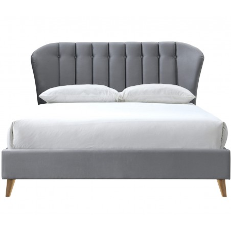 Elm Fabric Upholstered Bed - Grey Front View